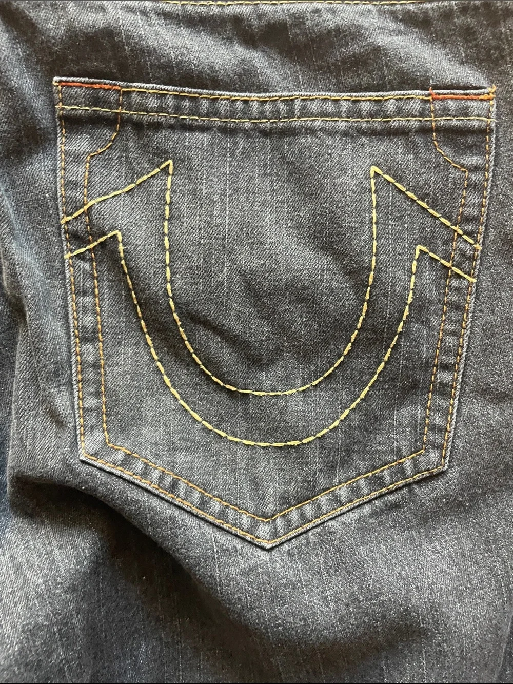 True Religion Men's Dark Gray Straight Jeans Button Fly Logan